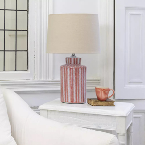 Grand Illusions Lamp Serrato Coral with Taupe Shade